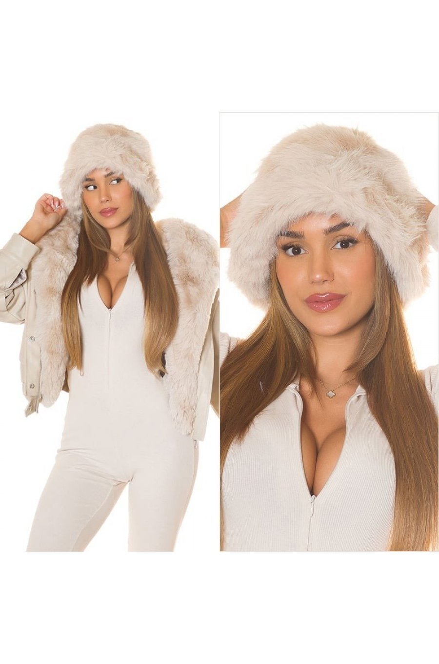 Caciula de blana, bej, trendy, Skadi Caciula de blana, bej, trendy, Skadi 5 - jojofashion.ro
