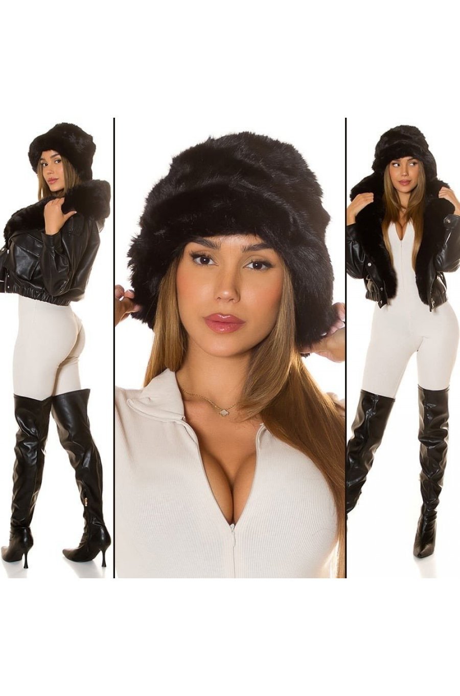 Caciula de blana, neagra, trendy, Skadi Caciula de blana, neagra, trendy, Skadi 5 - jojofashion.ro