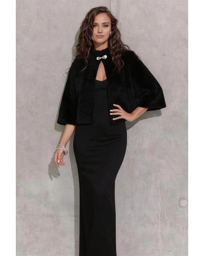 Capa dama din blana eco neagra Damla - jojofashion.ro