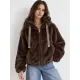 Geaca dama blana eco teddybear maro scurta cu gluga si buzunare Rosary 2 - jojofashion.ro