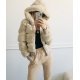 Geaca dama de iarna scurta, blana eco bej, cu gluga, Falima Geaca dama de iarna scurta, blana eco bej, cu gluga, Falima 2 - jojofashion.ro