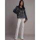 Haina blana de dama imitatie vulpe neagru cu argintiu bomber Foxfire 2 - jojofashion.ro
