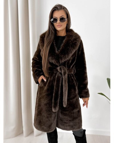 Palton dama blana eco maro teddy bear cu guler pufos Hazel - jojofashion.ro
