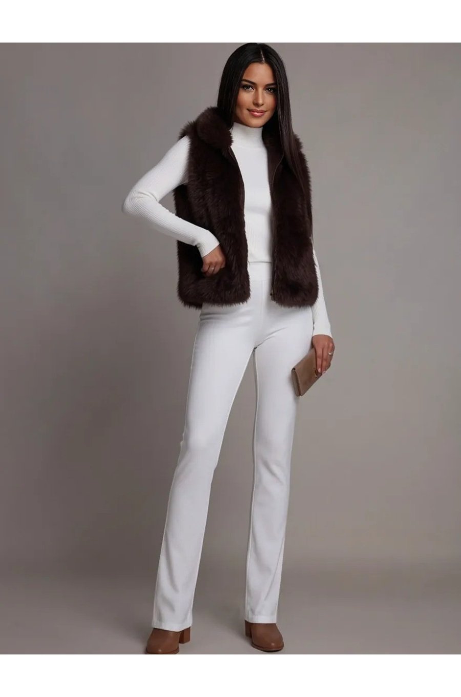 Vesta blana eco de dama maro teddybear cu gluga Bambi  1 - jojofashion.ro