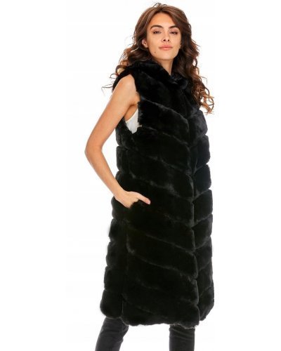 Vesta dama blana eco neagra lunga cu gluga Neriniai Vesta dama blana eco neagra lunga cu gluga Neriniai - jojofashion.ro
