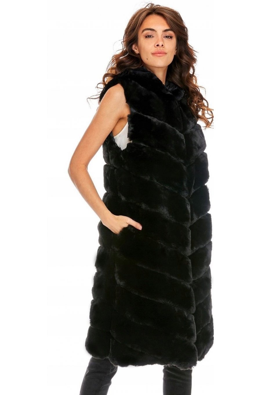 Vesta dama blana eco neagra lunga cu gluga Neriniai Vesta dama blana eco neagra lunga cu gluga Neriniai 1 - jojofashion.ro