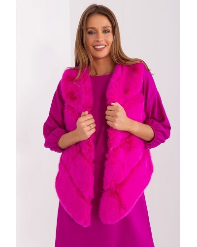 Vesta dama midi, din blana eco, roz fucsia, asimetrica, Odette Veste dama, Vesta dama midi, din blana eco, roz fucsia, asimetrica, Odette - jojofashion.ro