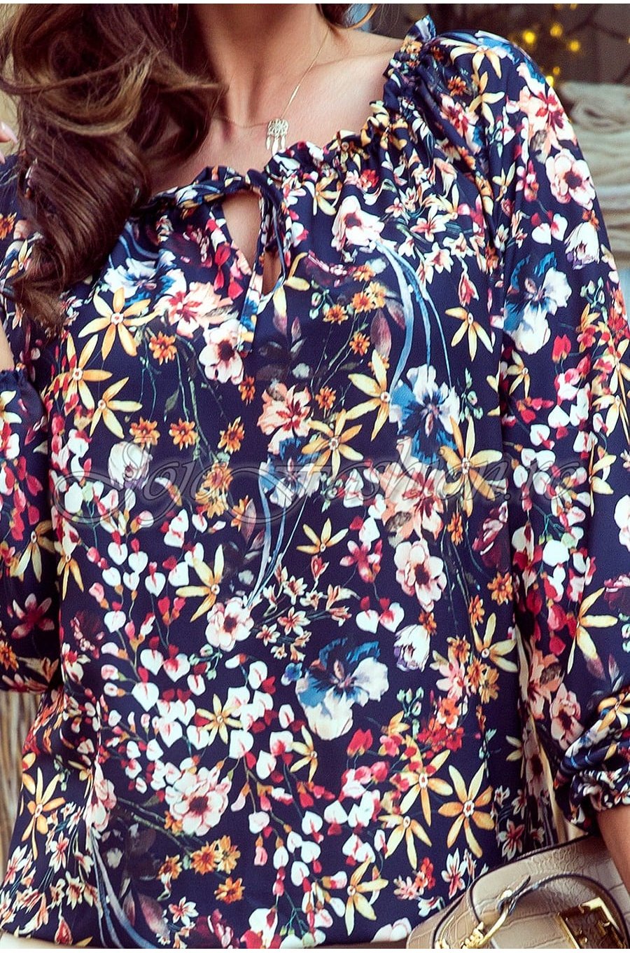 Bluza de dama cu print floral multicolor Milena 3 - jojofashion.ro