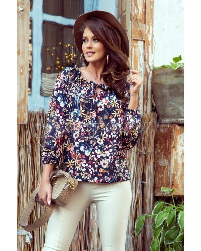 Bluza de dama cu print floral multicolor Milena Bluza de dama cu print floral multicolor Milena - jojofashion.ro