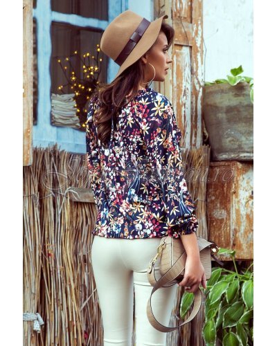 Bluza de dama cu print floral multicolor Milena Bluze dama, Bluza de dama cu print floral multicolor Milena - jojofashion.ro