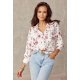 Camasa dama alba cu flori roz pudra, cu maneca lunga, Parma 2 - jojofashion.ro