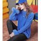 Pulover dama albastru din lana cu blana artificiala Misa 2 - jojofashion.ro