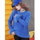 Pulover dama albastru din lana cu blana artificiala Misa 3 - jojofashion.ro