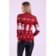 Pulover dama tricotat rosu cu motive de Craciun Ella 3 - jojofashion.ro