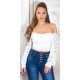Crop top dama dantela alba cu umeri goi Diana Crop top dama dantela alba cu umeri goi Diana 2 - jojofashion.ro