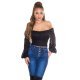 Crop top dama dantela neagra cu umeri goi Diana Crop top dama dantela neagra cu umeri goi Diana 5 - jojofashion.ro