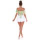Crop top dama verde cu flori multicolore Corliss 5 - jojofashion.ro