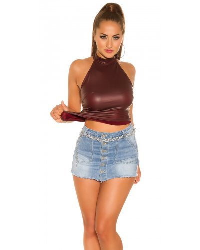 Top dama imitatie piele bordo Kaolina - jojofashion.ro