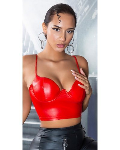 Top dama rosu cu aspect lucios Rotterdam Top dama rosu cu aspect lucios Rotterdam - jojofashion.ro
