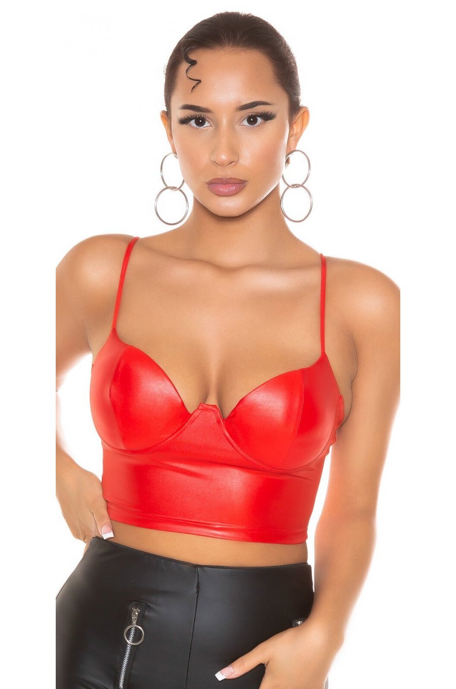 Top dama rosu cu aspect lucios Rotterdam Top dama rosu cu aspect lucios Rotterdam 4 - jojofashion.ro