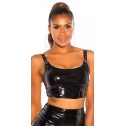 Top lucios din latex negru cu catarame Pamela Top lucios din latex negru cu catarame Pamela
