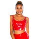 Top lucios din latex rosu cu catarame Pamela 2 - jojofashion.ro