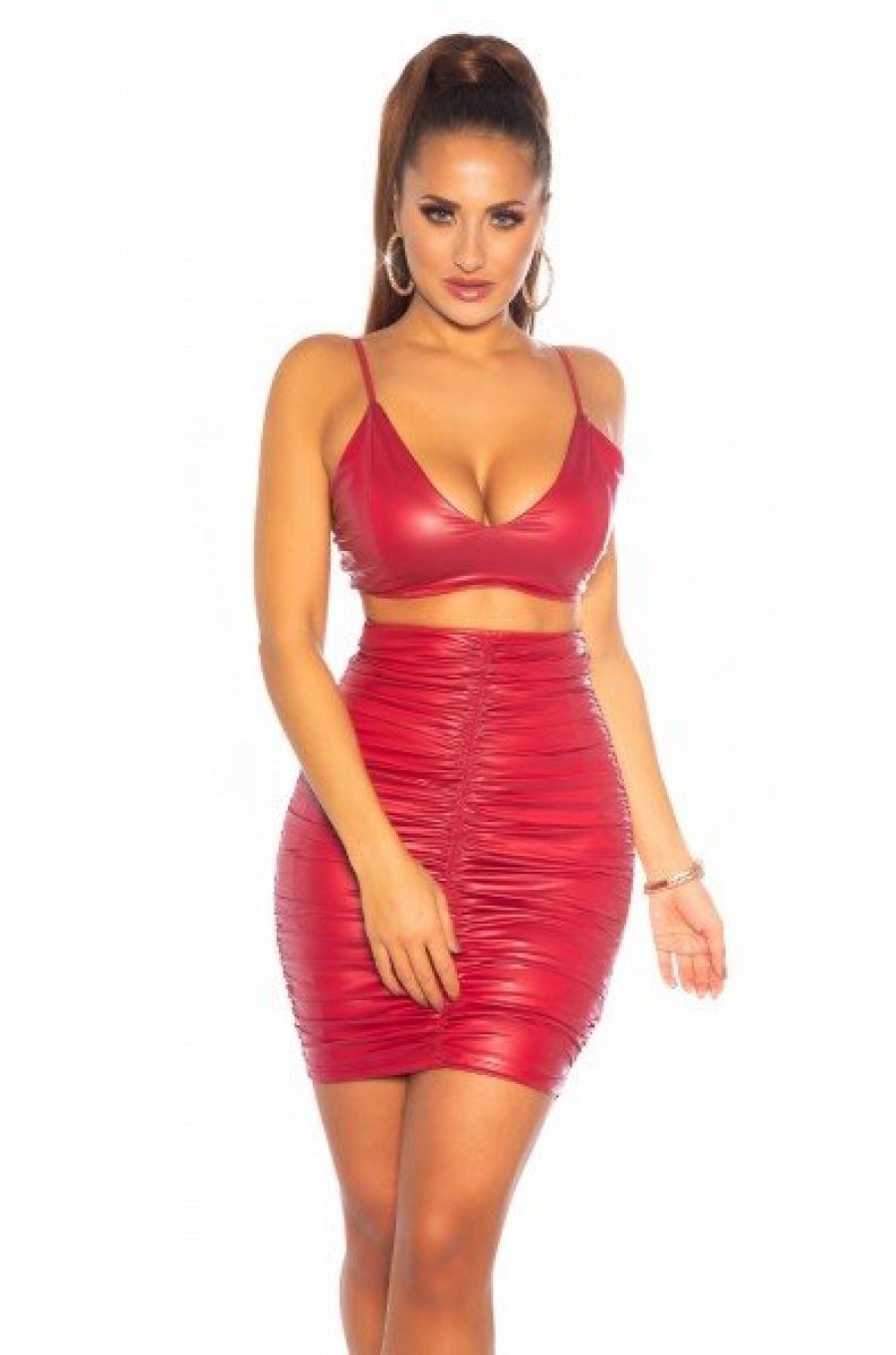 Top tip bustiera burgundy WetLook Freira Top tip bustiera burgundy WetLook Freira 4 - jojofashion.ro
