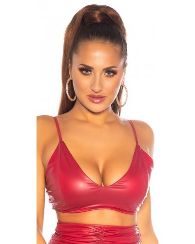 Top tip bustiera burgundy WetLook Freira - jojofashion.ro