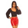 Crop top dama crop negru cu umeri goi LatinaLook