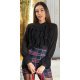 Bluza dama, neagra, cu volane pe bust si maneca lunga, Azucena 4 - jojofashion.ro