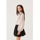 Bluza bej din satin cu floare si maneca lunga EvelynR 3 - jojofashion.ro