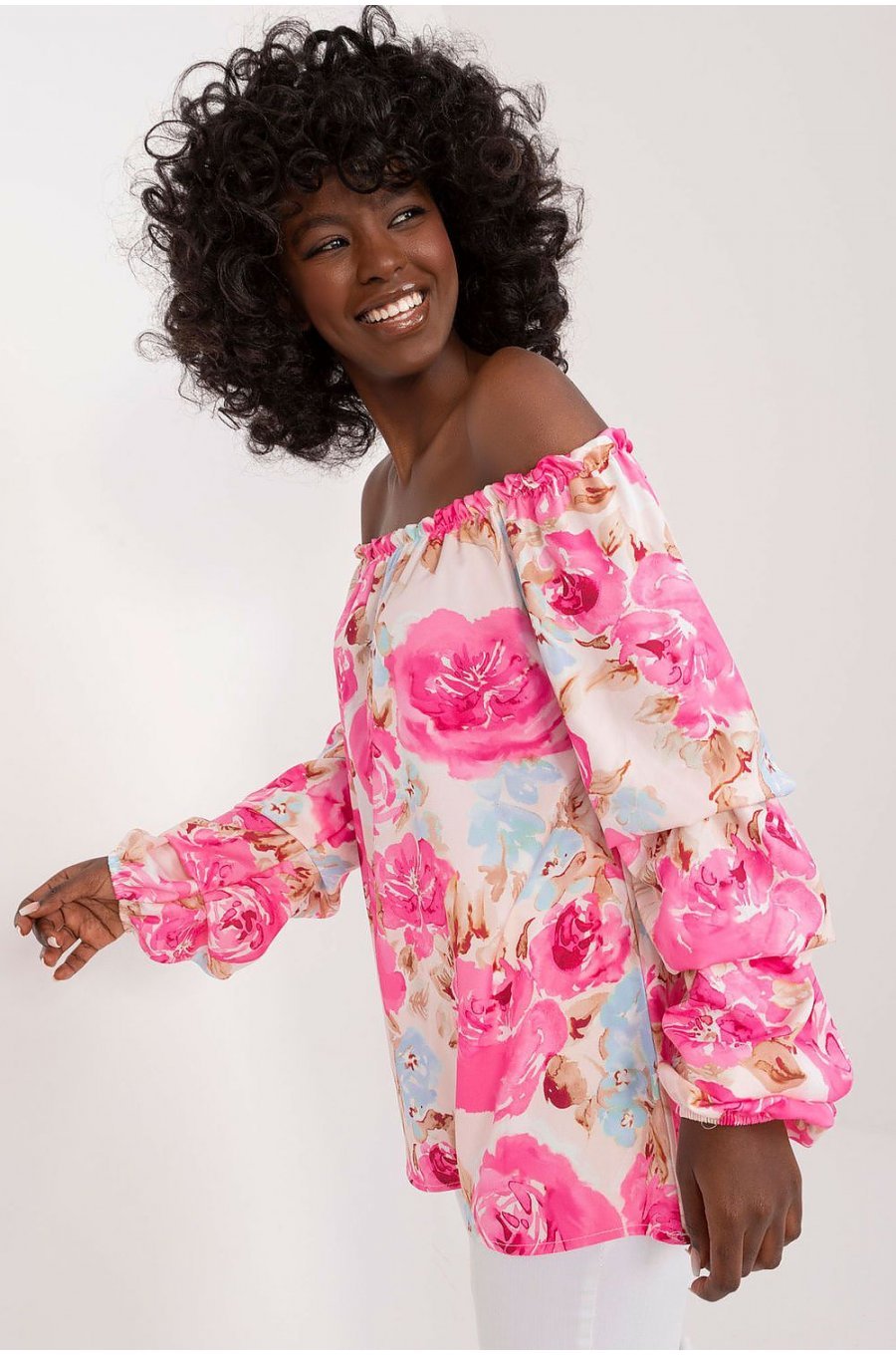 Bluza dama casual lejera roz cu flori Castalia Bluza dama casual lejera roz cu flori Castalia 3 - jojofashion.ro