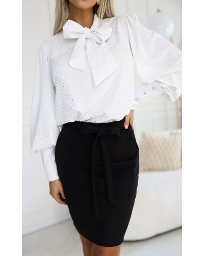 Bluza eleganta alba cu maneca lunga lejera Anouk Bluze dama, Bluza eleganta alba cu maneca lunga lejera Anouk - jojofashion.ro