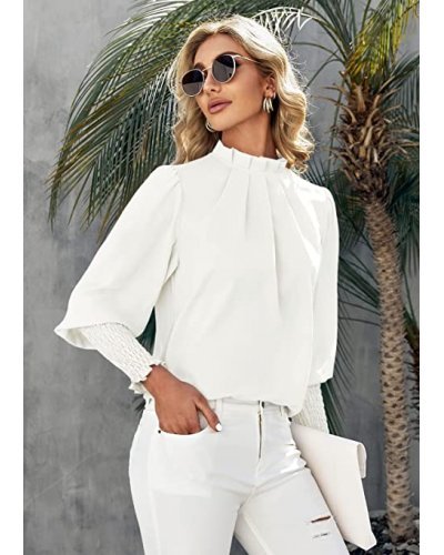 Bluza dama eleganta din voal, alba, cu maneca lunga, Fabia Bluze dama, Bluza dama eleganta din voal, alba, cu maneca lunga, Fabia - jojofashion.ro