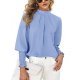 Bluza dama eleganta din voal bleu, cu maneca lunga, Fabia 4 - jojofashion.ro