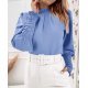 Bluza dama eleganta din voal bleu, cu maneca lunga, Fabia 3 - jojofashion.ro