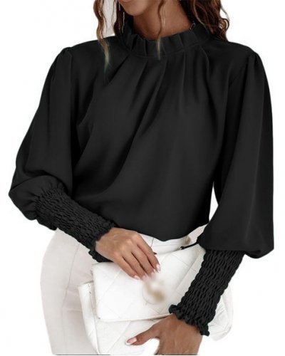 Bluza dama eleganta, neagra, cu maneca lunga, vaporoasa, Fabia Bluze dama, Bluza dama eleganta, neagra, cu maneca lunga, vaporoasa, Fabia - jojofashion.ro