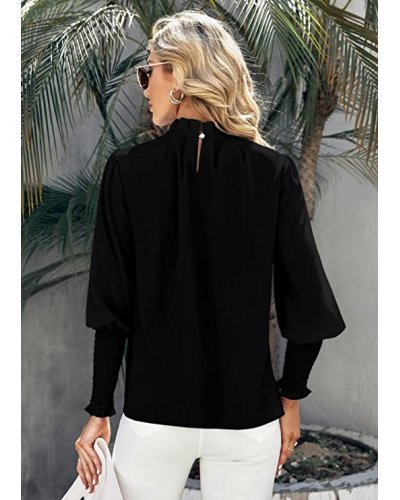 Bluza dama eleganta, neagra, cu maneca lunga, vaporoasa, Fabia Bluze dama, Bluza dama eleganta, neagra, cu maneca lunga, vaporoasa, Fabia - jojofashion.ro