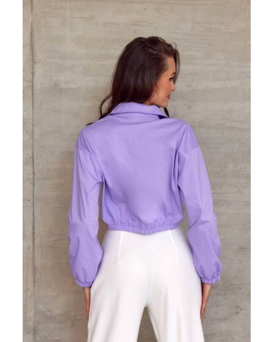 Camasi dama, Camasa dama crop, lila, cu maneca lunga, Nora - jojofashion.ro