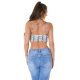Crop top dama animal print snake gri Lorrene 3 - jojofashion.ro