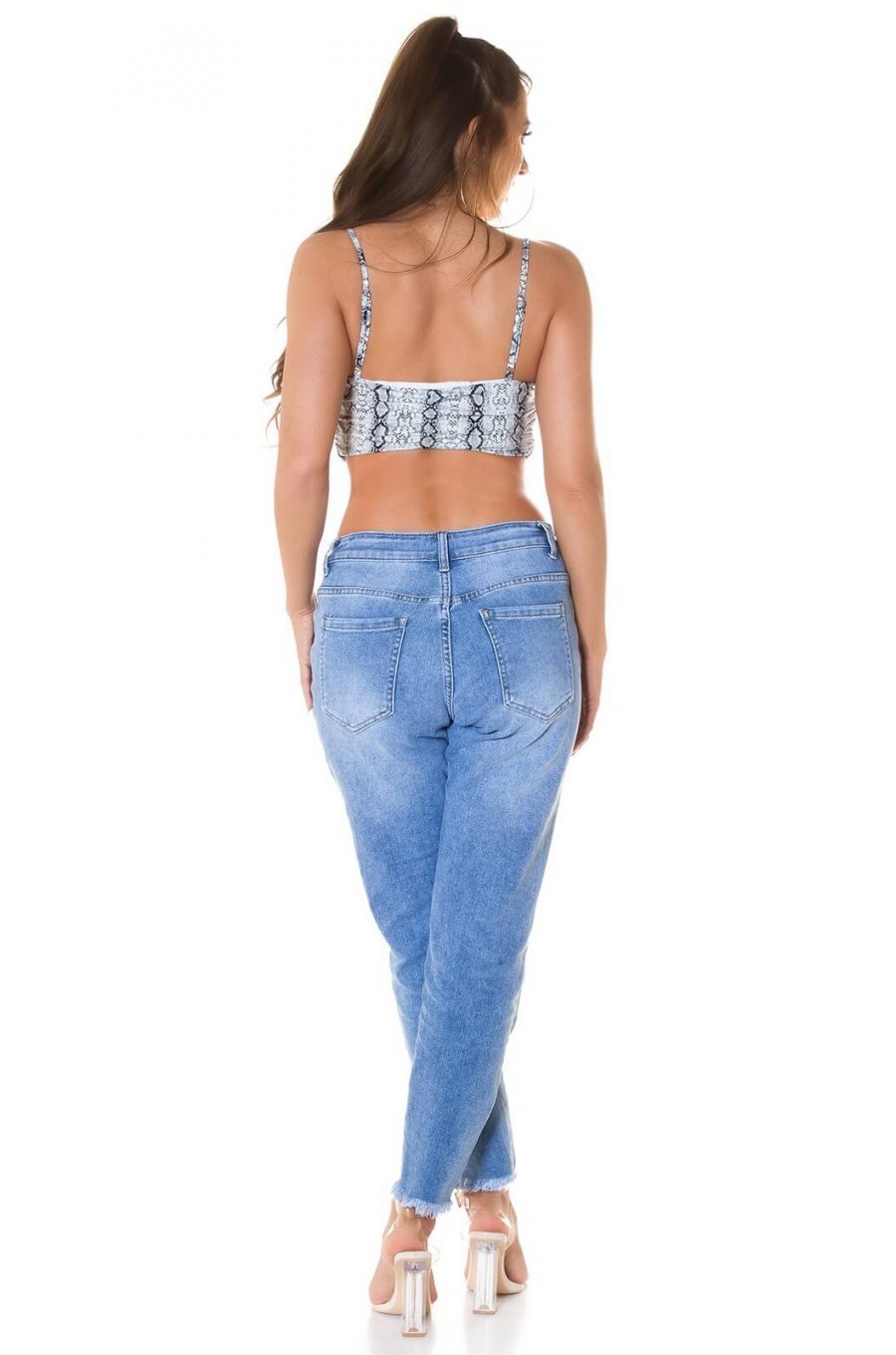 Crop top dama animal print snake gri Lorrene 5 - jojofashion.ro