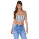 Crop top dama animal print snake gri Lorrene 2 - jojofashion.ro