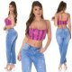 Crop top dama animal print snake roz ciclam Lorrene Crop top dama animal print snake roz ciclam Lorrene 6 - jojofashion.ro