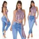 Top crop dama animal print snake roz cu guler inalt Valerie 7 - jojofashion.ro