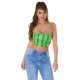 Crop top dama animal print snake verde neon Lorrene 2 - jojofashion.ro