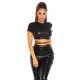 Crop top dama WetLook negru Bridgett 3 - jojofashion.ro