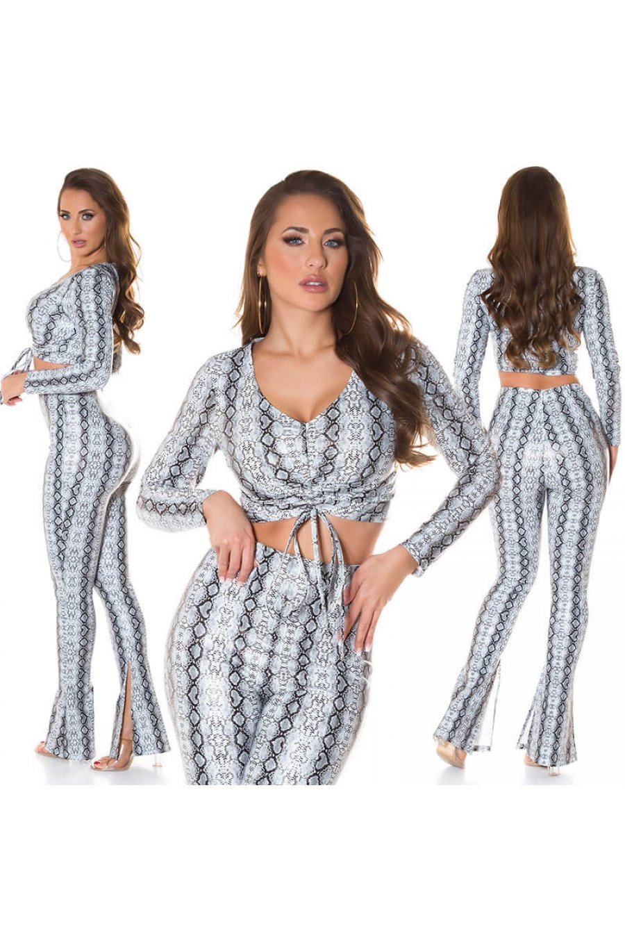 Top dama piele eco gri snake print cu siret Ruxy Top dama piele eco gri snake print cu siret Ruxy 3 - jojofashion.ro