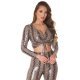 Top dama piele eco maro snake print cu siret Ruxy 2 - jojofashion.ro