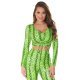 Top dama piele eco verde neon snake print cu siret Ruxy 2 - jojofashion.ro