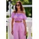 Bluza crop de dama, lila, din satin, incretita, MarbellaR Bluza crop de dama, lila, din satin, incretita, MarbellaR 2 - jojofashion.ro